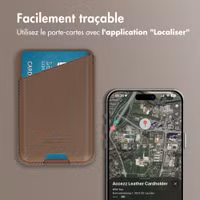 Accezz Porte-cartes en cuir magnétique - Compatible avec Apple Find My - Coffee Brown