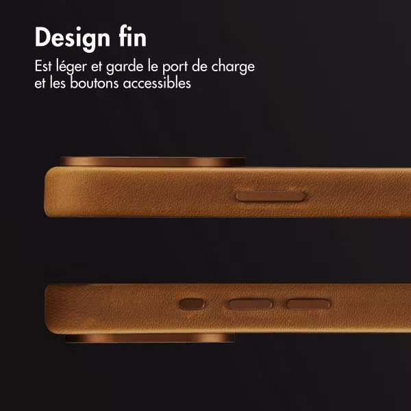 Accezz Coque MagSafe en cuir vintage Apple iPhone 16 Pro Max - Tabacco Cognac