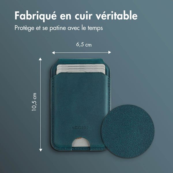 Accezz Porte-cartes MagSafe en cuir vintage avec support - Smokey Green