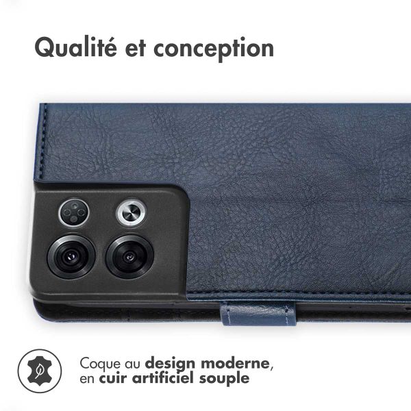 imoshion Étui de téléphone portefeuille Luxe Oppo Reno 8 Pro 5G - Bleu foncé