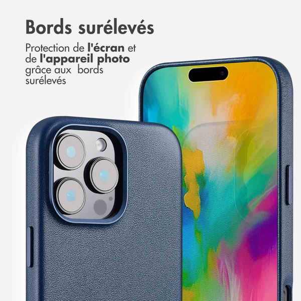 Accezz Coque arrière en cuir avec MagSafe Apple iPhone 16 Pro Max - Nightfall Blue