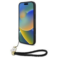 Guess Coque Grained MagSafe avec Flower Charm Strap iPhone 16 Pro Max - Noir