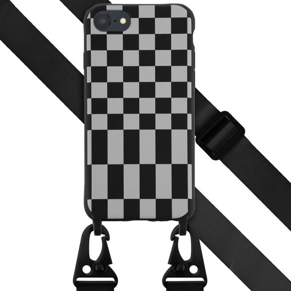 Selencia Coque design en silicone avec cordon amovible Apple iPhone SE (2022 / 2020) / 8 / 7 - Irregular Check Black
