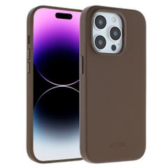 Accezz Coque arrière en cuir avec MagSafe Apple iPhone 14 Pro - Marron café