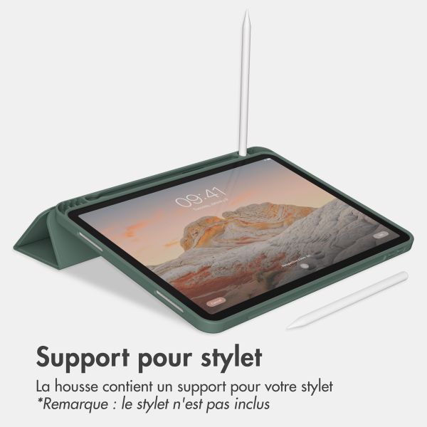 Accezz Coque tablette portefeuille Smart Silicone iPad 10 (2022) 10.9 pouces - Vert foncé