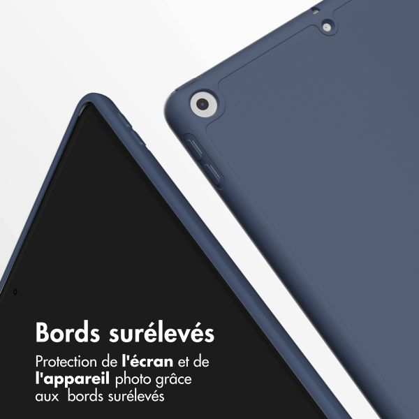 Accezz Coque tablette portefeuille Smart Silicone Apple iPad 9 (2021) 10.2 pouces / iPad 8 (2020) 10.2 pouces / iPad 7 (2019) 10.2 pouces - Bleu foncé