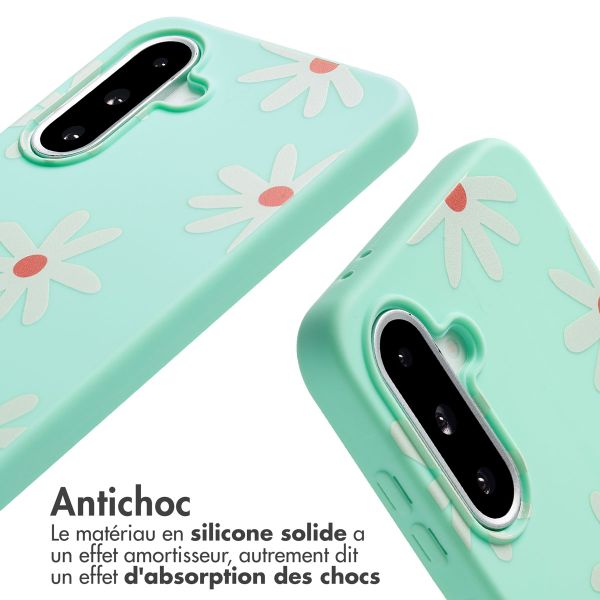 imoshion Coque design en silicone avec cordon Samsung Galaxy A36 / A56 - Green Flower Distance