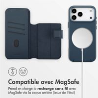 Accezz Étui de télephone portefeuille en cuir 2-en-1 avec MagSafe Apple iPhone 17 Pro Max - Nightfall Blue