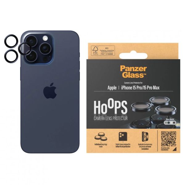 PanzerGlass Protection Caméra Hoops Optic Rings Apple iPhone 15 Pro / 15 Pro Max - Blue Metal