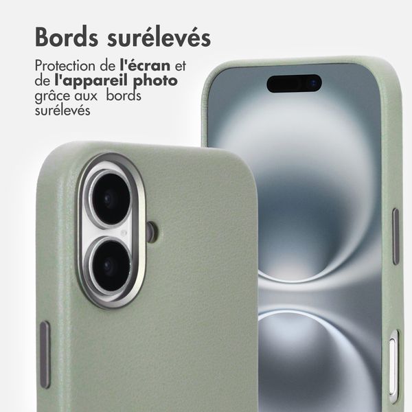 Accezz Coque arrière en cuir avec MagSafe Apple iPhone 16 - Light Grey