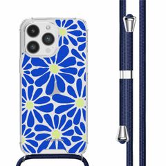 imoshion Coque Design avec cordon Apple iPhone 14 Pro - Cobalt Blue Flowers Connect