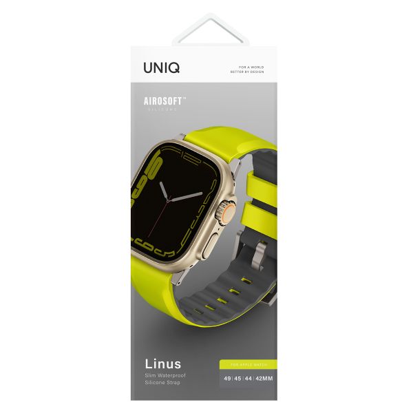 Uniq Bracelet Linus en silicone AiroSoft™ Apple Watch Series 1 á 10 / SE / Ultra (2) (44/45/46/49 mm) - Vert Citron