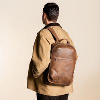 Accezz Leather Sac à dos ordinateur 16 pouces - Cognac