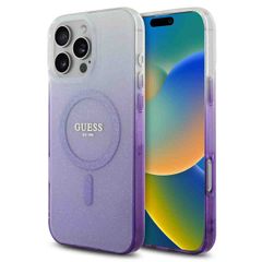 Guess Coque MagSafe IML Glitter Gradient Apple iPhone 16 Pro Max - Purple