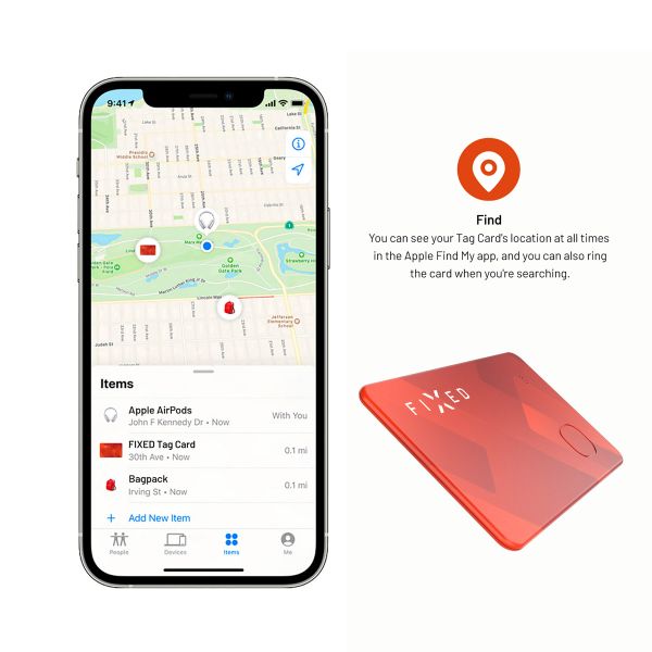 Fixed Tag Card - Tracker Bluetooth pour iOS - Orange