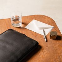 Accezz Pochette ordinateur Leather avec fermeture éclair 15-16 pouces - Noir