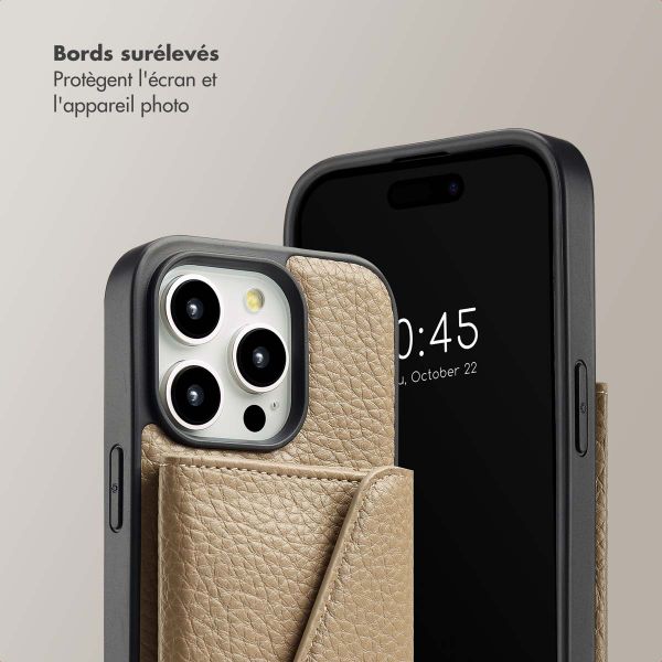 Selencia Coque à cordon avec porte-cartes enveloppe Sera iPhone 14 Pro - Beige