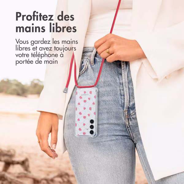 imoshion Coque Design avec cordon Samsung Galaxy S25 - Dusty Rose Connected Hearts