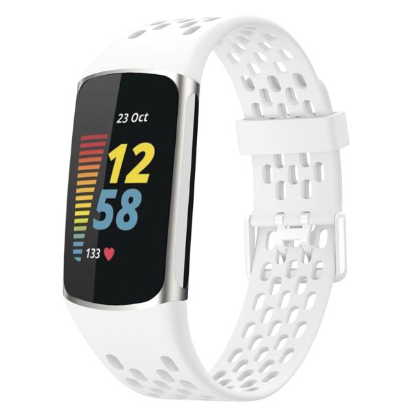 imoshion Bracelet de sport en silicone avec trous Fitbit Charge 5 / Charge 6 - Blanc