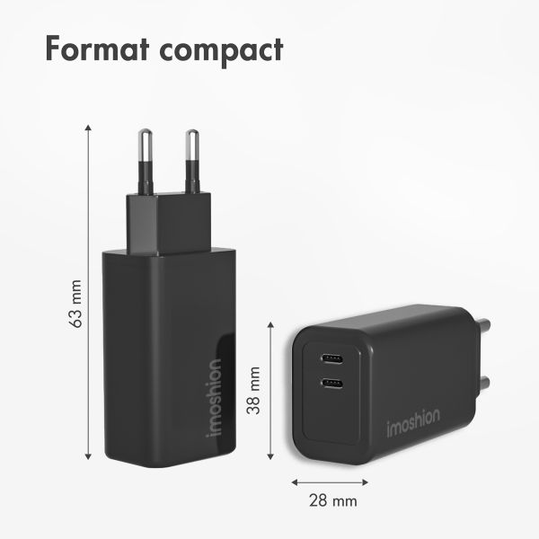 imoshion Adaptateur secteur 35 watts | Avec 2 ports USB-C - Noir