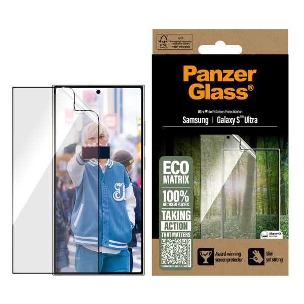 PanzerGlass ﻿Protection d'écran Matrix Recycled Ultra-Wide Fit Anti-bactérienne avec applicateur Samsung Galaxy S25 Ultra