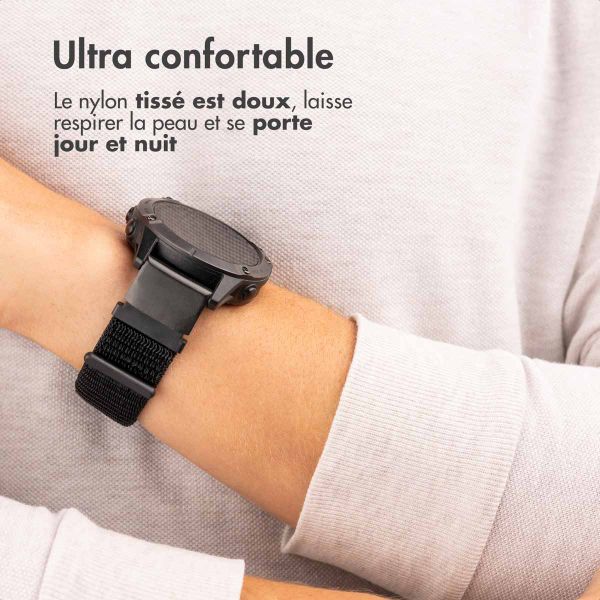 imoshion Bracelet QuickFit® en nylon  - Connexion Garmin 20 mm - Taille L/XL - Noir