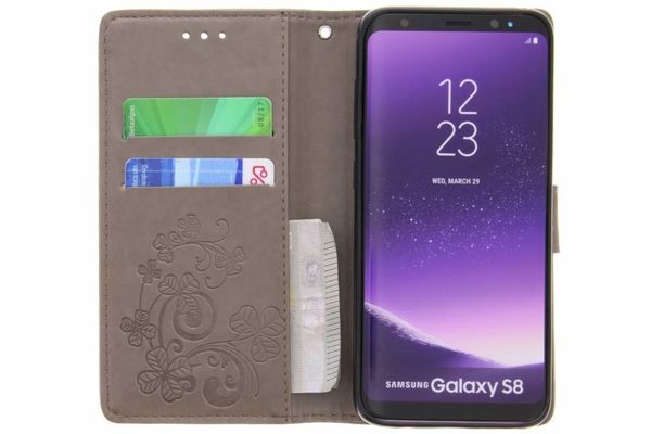 Etui de téléphone Fleurs de Trèfle Samsung Galaxy S8 - Gris