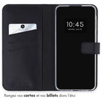 Selencia Étui portefeuille en cuir véritable Samsung Galaxy A57 (5G) - Noir