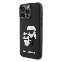 Karl Lagerfeld Coque rigide en caoutchouc 3D Karl & Choupette Apple iPhone 15 Pro Max - Noir