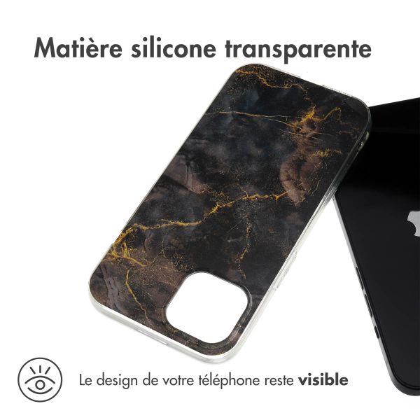 imoshion Coque Design Apple iPhone 15 - Black Marble Transparent