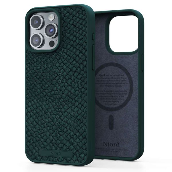 Njorð Collections Coque Salmon Leather MagSafe iPhone 15 Pro Max - Green