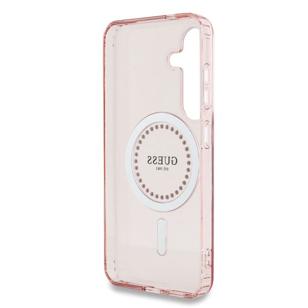 Guess Coque MagSafe IML avec strass Samsung Galaxy S25 - Rose