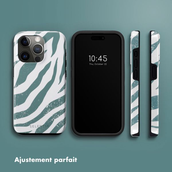Selencia Coque arrière Vivid Apple iPhone 15 Pro - Colorful Zebra Pine Blue