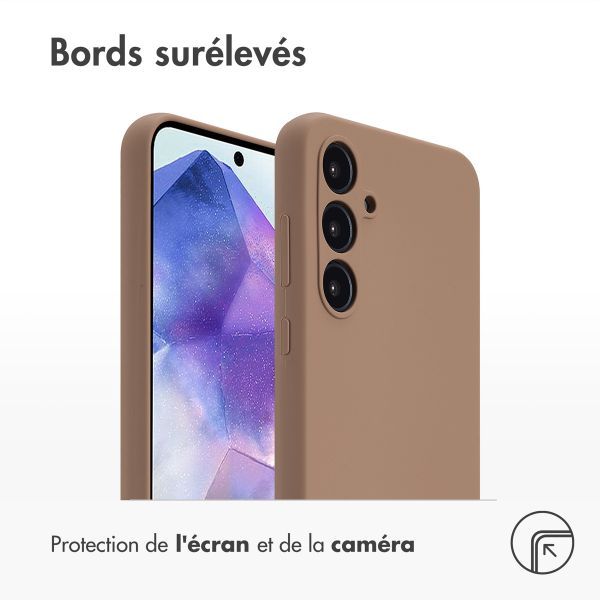 Accezz Coque Liquid Silicone Samsung Galaxy A55 - Marron clair