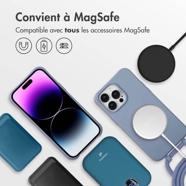 imoshion Coque arrière Color avec cordon amovible et MagSafe Apple iPhone 14 Pro Max - Ash Blue