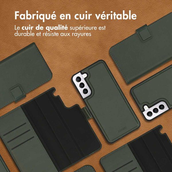 Accezz Étui de téléphone portefeuille en cuir de qualité supérieure 2 en 1 Samsung Galaxy S22 - Vert