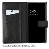 Selencia Étui portefeuille en cuir véritable Samsung Galaxy S23 Ultra - Noir