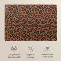 Selencia Coque tablette Sabi avec imprimé léopard Samsung Galaxy Tab A9 Plus - Mocha Brown