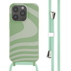 imoshion Coque design en silicone avec cordon iPhone 14 Pro - Retro Green