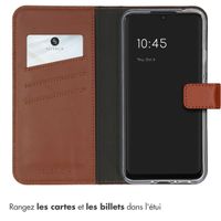 Selencia Étui de téléphone portefeuille en cuir véritable Samsung Galaxy A34 (5G) - Brun clair