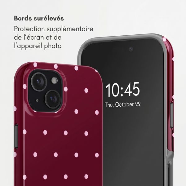 Selencia Coque arrière Vivid avec MagSafe Apple iPhone 15 - Happy Dots Burgundy