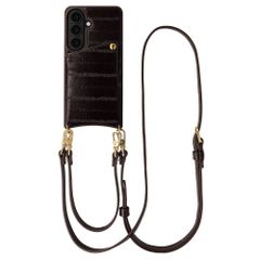 Selencia Nova coque arrière en cuir véritable avec porte-cartes Samsung Galaxy S26 - Dark Chocolate