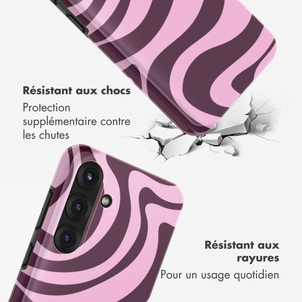 Selencia Coque arrière Vivid avec MagSafe Samsung Galaxy S25 - Wavy Swirl Pink Plum