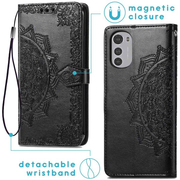 imoshion Etui de téléphone portefeuille Mandala Motorola Moto E32 / E32s - Noir