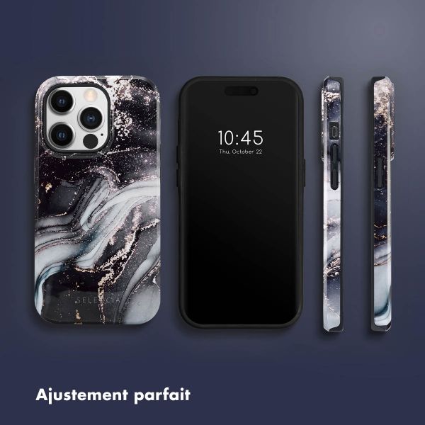 Selencia Coque arrière Vivid Tough iPhone 14 Pro - Chic Marble Black