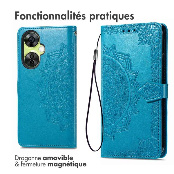 imoshion Etui de téléphone portefeuille Mandala OnePlus Nord CE 3 Lite - Turquoise