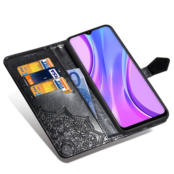 Etui de téléphone portefeuille Mandala Xiaomi Redmi 9