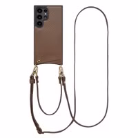 Selencia Coque de télephone Nova avec cordon et porte-cartes Samsung Galaxy S24 Ultra - Mocha Brown