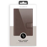 Selencia Étui portefeuille en cuir véritable Apple iPhone 12 (Pro) - Marron