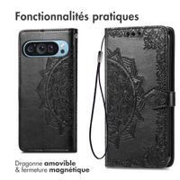 imoshion Etui de téléphone portefeuille Mandala Google Pixel 9 / 9 Pro - Noir